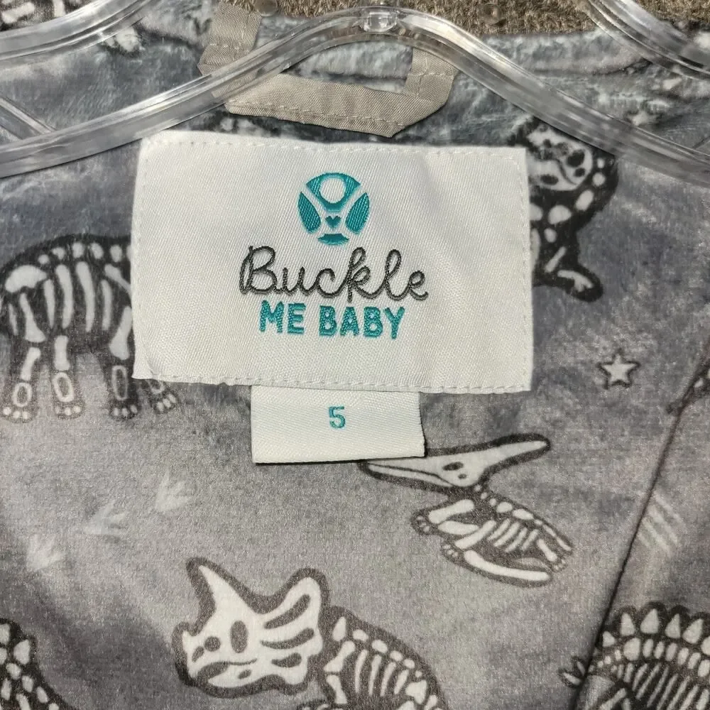 Buckle Me Baby Coats Boys 5 Dinosaurs Quilted Half Zip Puffer Jacket Size 5 Grey